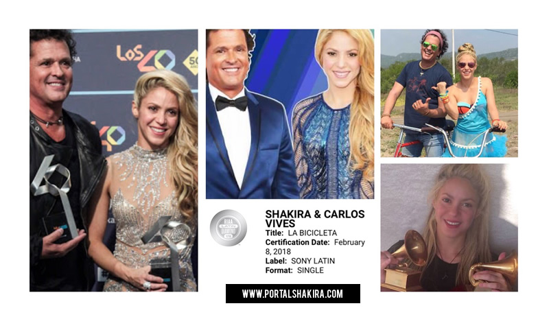 La Bicicleta de Shakira e Carlos Vives recebe disco de diamante nos EUA