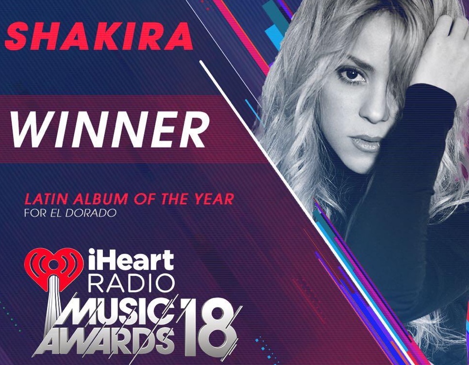 Shakira vence prêmio de “Álbum latino do ano” no iHeartRadio Music Awards