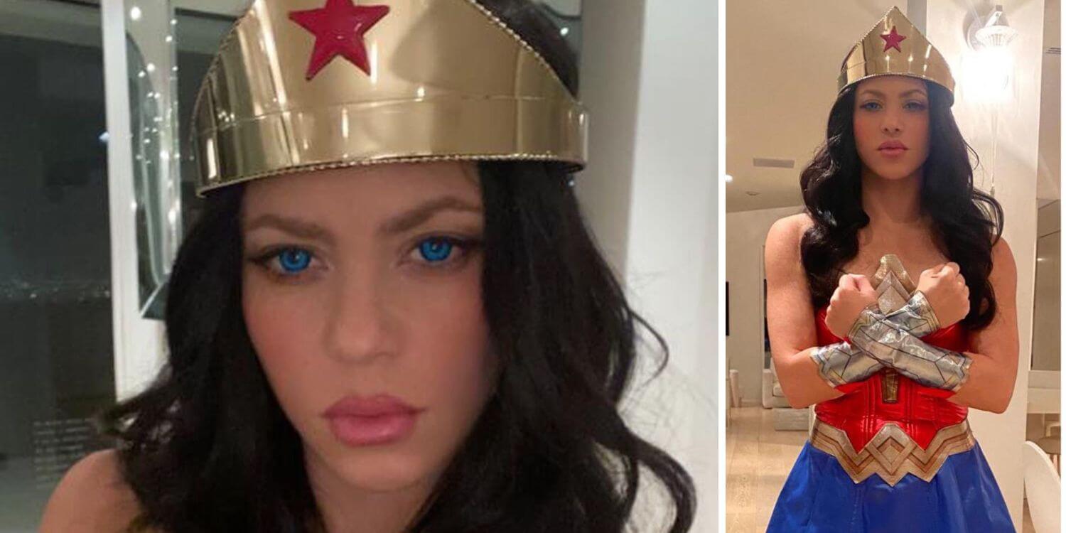 Shakira usa fantasia de Mulher Maravilha no Halloween